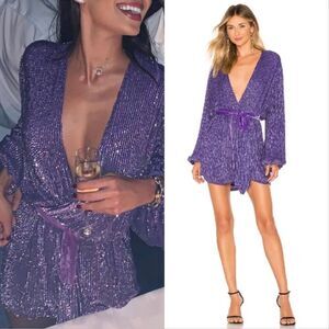 Retrofete Purple Sequin Mini Dress